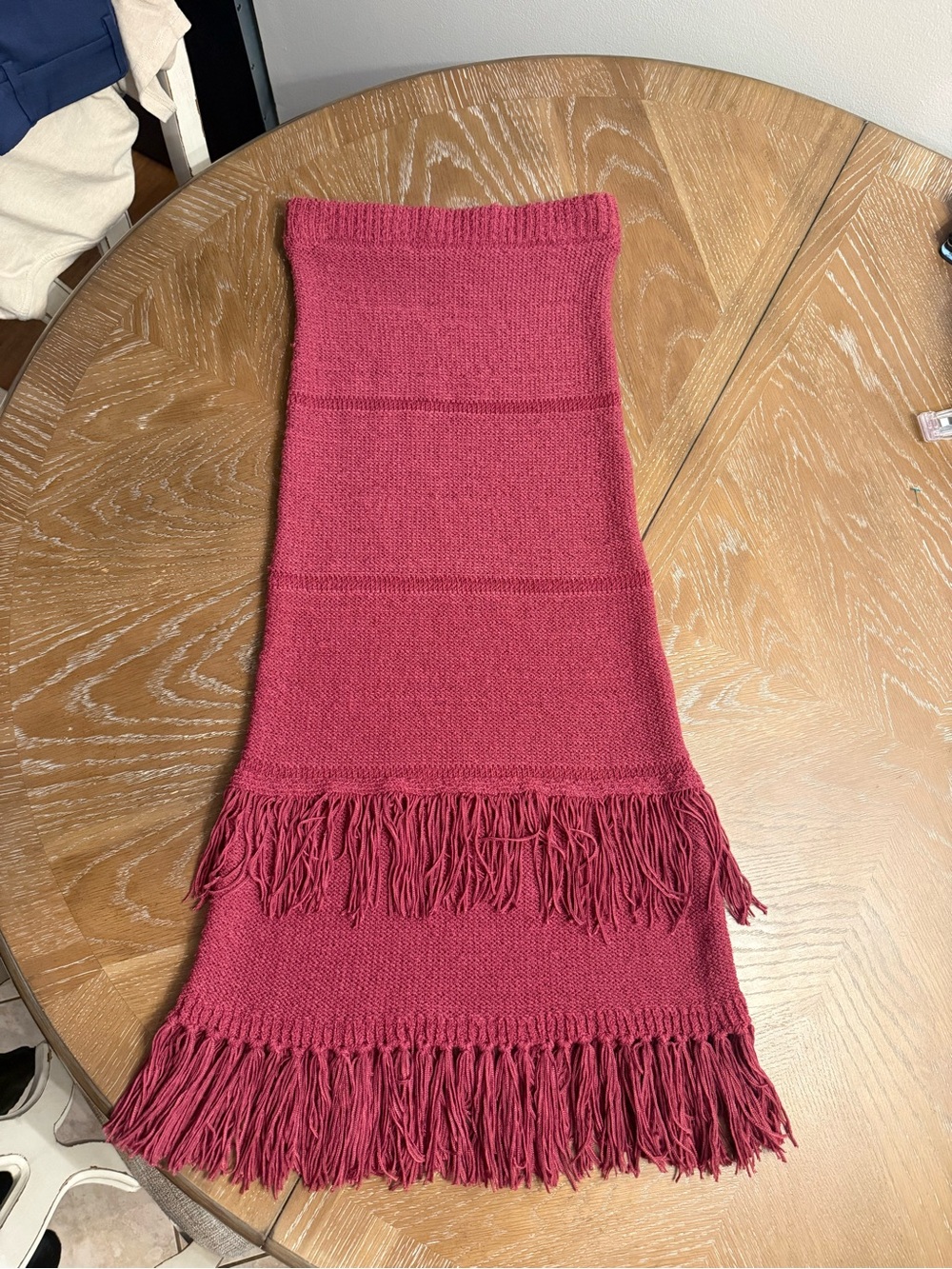 Amanda Uprichard Raspberry Knit Fringe Maxi Skirt